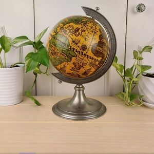 Arte Italica Orange and Brown Globe with Pewter Base